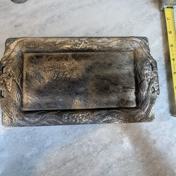 Antique Silver Plated Goblet Set of 6 with Serving Tray from Occupied Japan - Picture 7 of 8